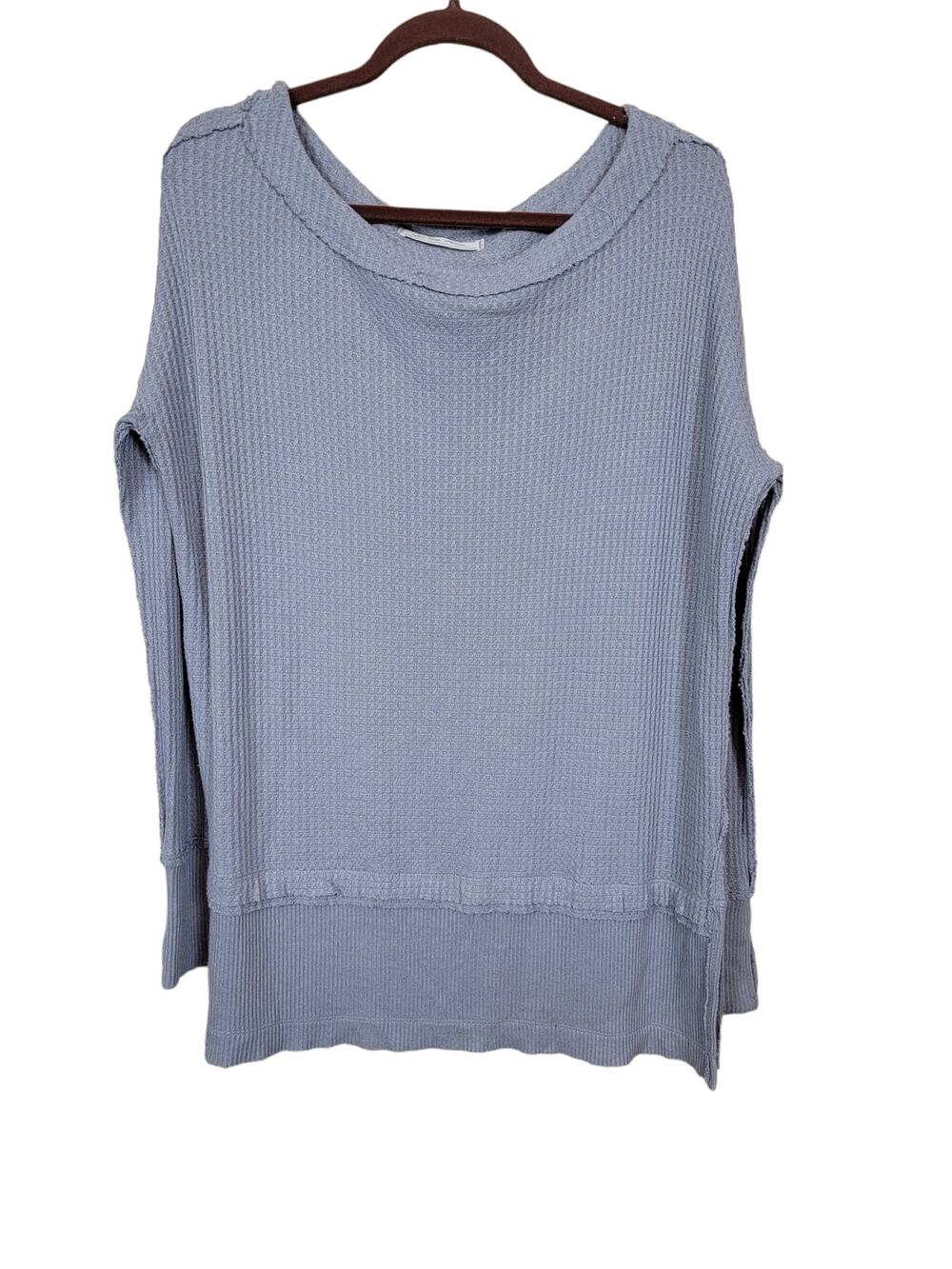 Free People Size X-Small Oversized Thermal Waffle Weave Long Sleeve Shirt